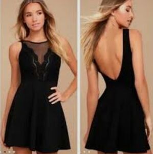 Lulu's Promise Black Skater V-neck Dress